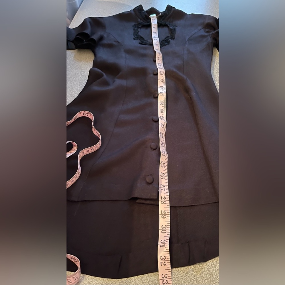 Vintage D.B.Y Black Rayon Flutter Sleeve Dress - Picture 10 of 11